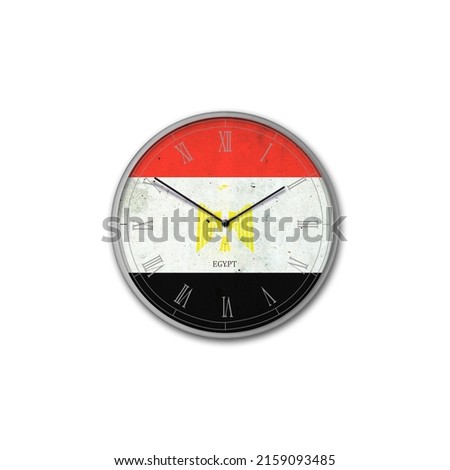 Wall clock in the color of the Egypt flag. Signs and symbols. Isolated on a white background. Design element. Flags.