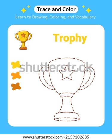 Trace and Color Golden Trophy for Preschool Kids and Kindergarten