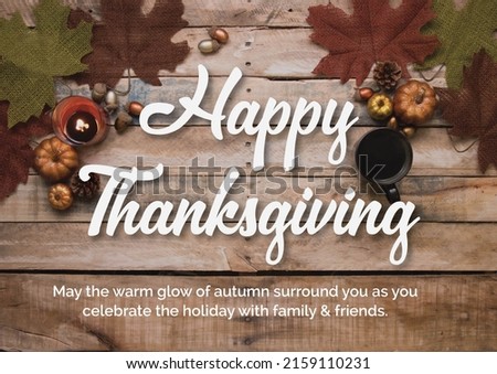 Colorful Thanksgiving greeting card. Pumpkin table background