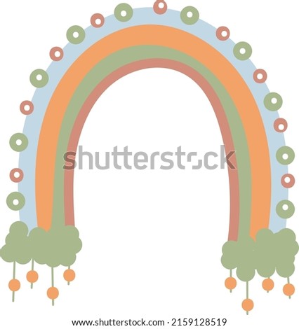 Rainbow in boho style. Vector illustration.