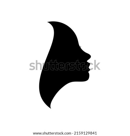 Beautiful girl face. Modern silhouette art woman portrait. Face line art. Face drawing. Contemporary portrait. Black and white Vector illustration.
