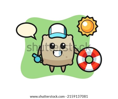 Cartoon mascot of sack as a beach guard , cute style design for t shirt, sticker, logo element