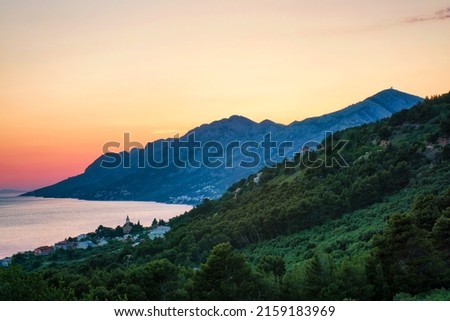 Sunset over Brela, Dalmatia, Croatia