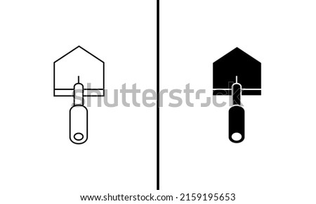 Small shovel icon isolated on white background. Line art and glyph style icon.
