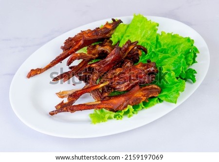 Thai food, deep fried platypus