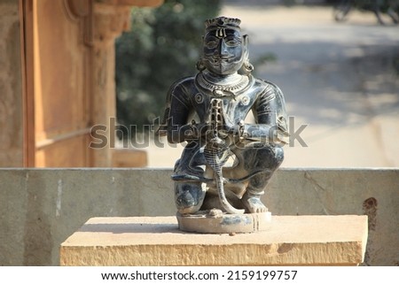 The statue of Garuda sitting with folded hands at Kumbha Shyam, Chittorgarh Fort, Rajasthan, India