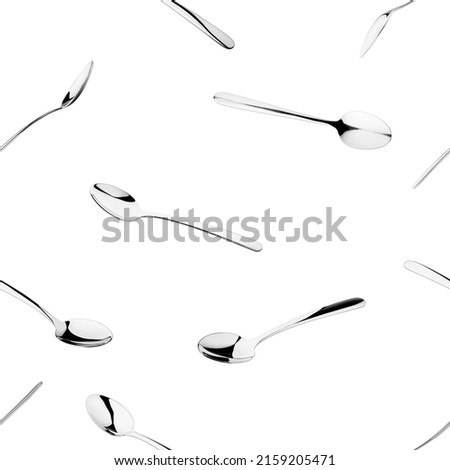spoon, cutlery isolated on white background, SEAMLESS, PATTERN