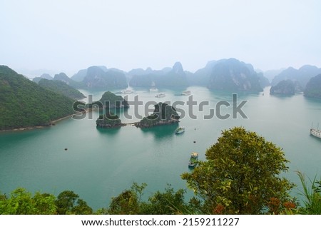 View on the sea and rocks from Ti Top island in Ha Long Royalty-Free Stock Photo #2159211227