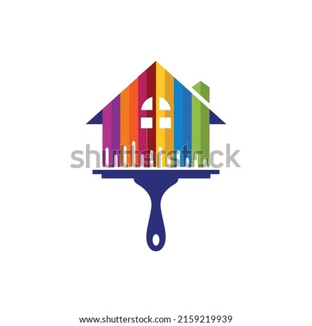 Paint house logo design vector template. The concept for home decoration, building, house construction, and staining