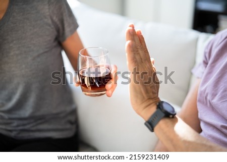 Stop Drinking Alcohol. Refuse Glass Of Whisky. Say No Royalty-Free Stock Photo #2159231409