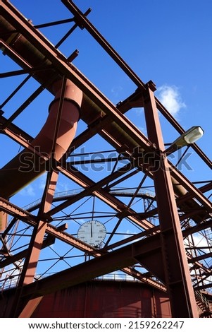 The big rusty metal structures in an abandoned old industrial factory