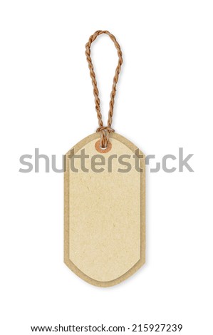 Brown paper price tags with brown rope. Recycled paper. background and texture.