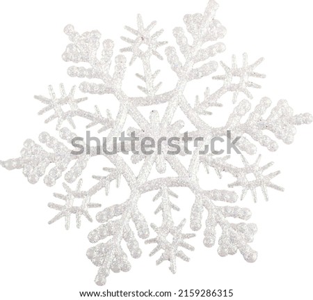 Christmas snowflake border frame background. Silver snowflake top view isolated on white background
