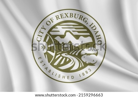 Flag of Rexburg, Idaho, USA. Realistic waving flag of Rexburg vector background.