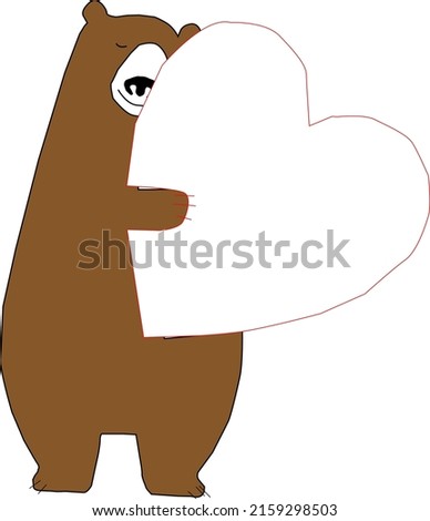 vector graphics template postcard bear heart