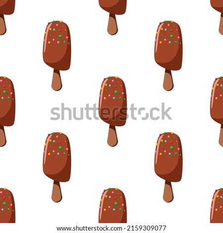 Seamless pattern of chocolate ice cream on a stick. Vector illustration