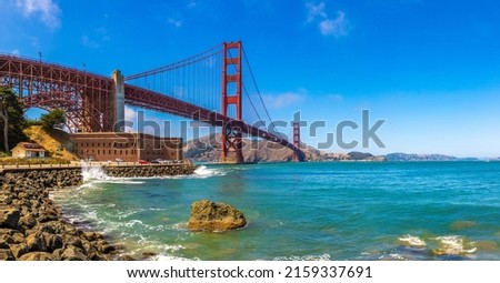 Panorama of  Golden Gate Bridge in San Francisco, California, USA