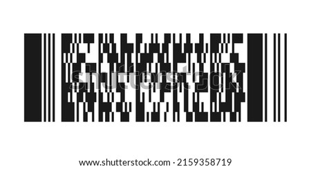 Stacked linear barcode. Code is used in transport, inventory management, identification cards. 2D barcode pattern, sample. Vector illustration.
