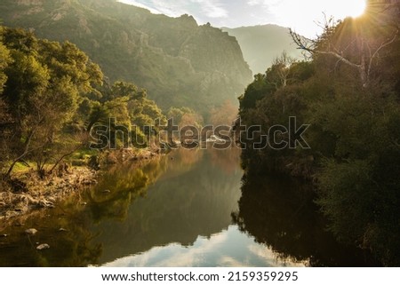 Spring Time in the Scenic Malibu Creek State Park and Santa Monica Mountains in Southern California. Las Virgenes Valley and Malibu Canyon. United States of America. Royalty-Free Stock Photo #2159359295
