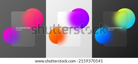 Glassmorphism style banners blank set. Realistic glass morphism effect with glass plates. Abstract vector illustration EPS 10 Royalty-Free Stock Photo #2159370541
