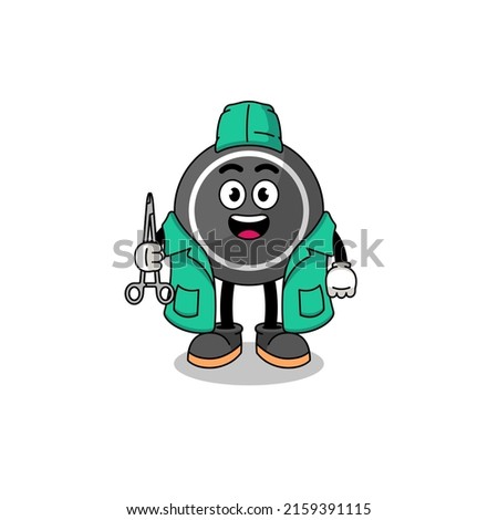 Illustration of hockey puck mascot as a surgeon , character design
