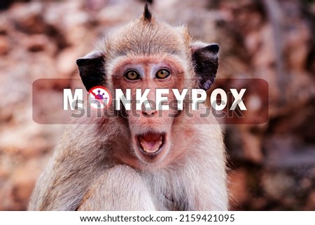 Monkeypox outbreak concept. Monkeypox is caused by monkeypox virus. Monkeypox is a viral zoonotic disease. Virus transmitted to humans from animals. Monkeys may harbor the virus and infect people. Royalty-Free Stock Photo #2159421095