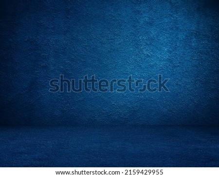 blue plaster wall, old grunge room, interior background