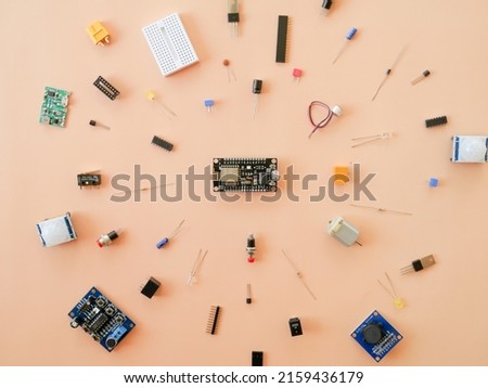 Internet of Thing concept, IOT , Arduino Boards and many other electronic devices are being assembled into Internet of Things projects. Royalty-Free Stock Photo #2159436179