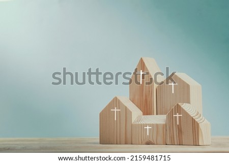 Village of church for catholics , community of Christ , Concept of hope , christianity. faith. religion and church online. Royalty-Free Stock Photo #2159481715