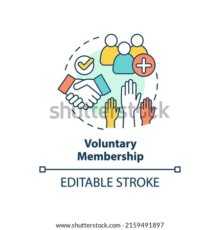 Voluntary membership concept icon. Cooperative principle abstract idea thin line illustration. Becoming community member. Isolated outline drawing. Editable stroke. Arial, Myriad Pro-Bold fonts used Royalty-Free Stock Photo #2159491897