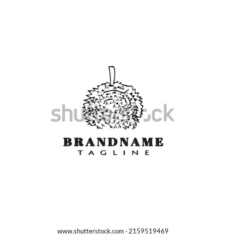 durian fruit logo cartoon icon design black modern isolated vector illustration