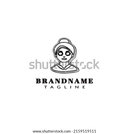 woman with problem skin logo cartoon icon design template black modern isolated vector illustration