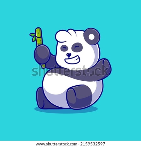 cute fat panda illustration eating bamboo suitable for mascot sticker and t-shirt design