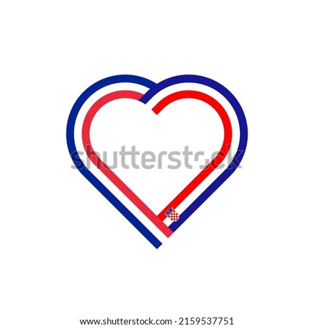 unity concept. heart ribbon icon of france and croatia flags. vector illustration isolated on white background