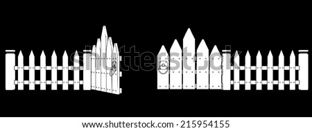 wooden fence with a gate. isolated on black background 3d illustration. high resolution