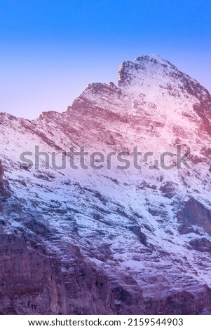 Sunrise view of the mountain Jungfrau Top of Europe, Swiss Alps, Switzerland