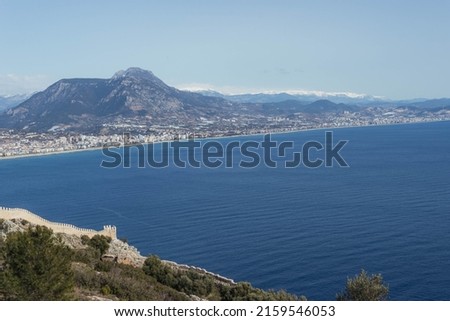 beautiful landscape,view from the mountain to the sea and the mountain
