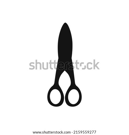 Hand drawn scissors silhouette for tailors, barbers isolated on white background