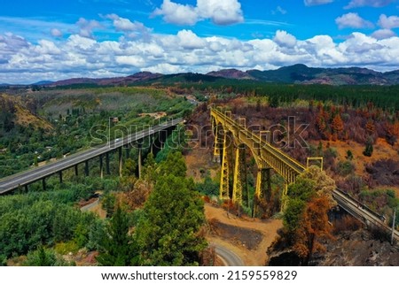 Malleco Viaduct in Chile from abobe Royalty-Free Stock Photo #2159559829