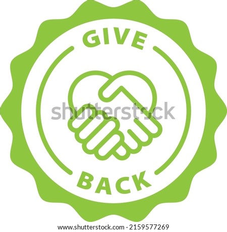 give back green stamp outline badge icon label isolated rounded vector on transparent background Royalty-Free Stock Photo #2159577269