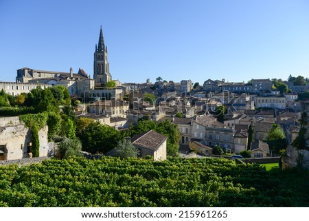 Saint-Emilion-Vineyard landscape-Vineyard south west of France, Bordeaux Vineyard Royalty-Free Stock Photo #215961265