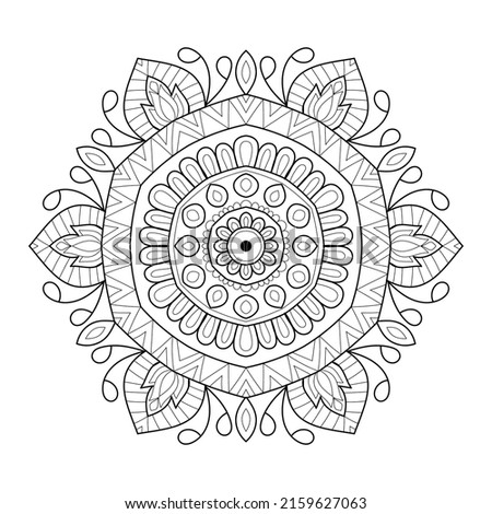 Doodle zen tangle design rounded mandala colouring book pages for adults vector illustration
