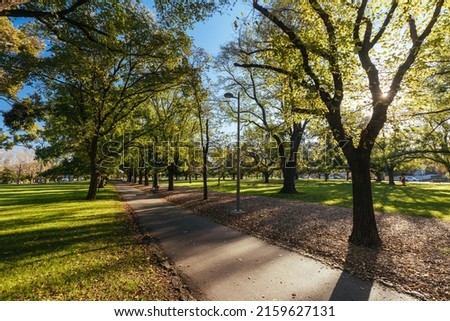 Clifton Hill's beautiful Darling Gardens near Melbourne CBD on a warm autumn afternoon in Victoria, Australia Royalty-Free Stock Photo #2159627131