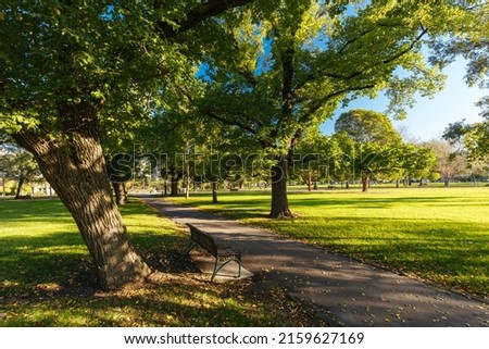 Clifton Hill's beautiful Darling Gardens near Melbourne CBD on a warm autumn afternoon in Victoria, Australia Royalty-Free Stock Photo #2159627169