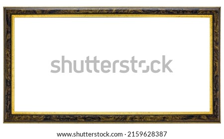 Golden Brown Classic Old Vintage Wooden mockup canvas frame isolated on white background. Blank and diverse subject moulding baguette. Design element. use for framing paintings, mirrors or photo.