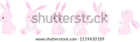 Set Cute Bunnies isolated Vector illustration on white background