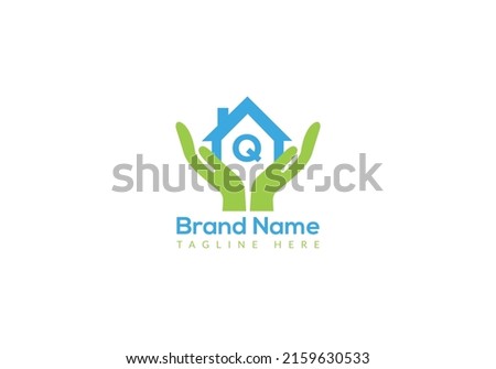 Home Loan Logo On Letter Q Template. Home Loan On Q Letter, Initial Home Loan Sign Concept Template