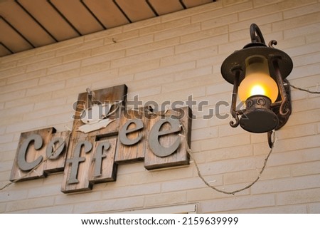 Coffee shop signs and lights