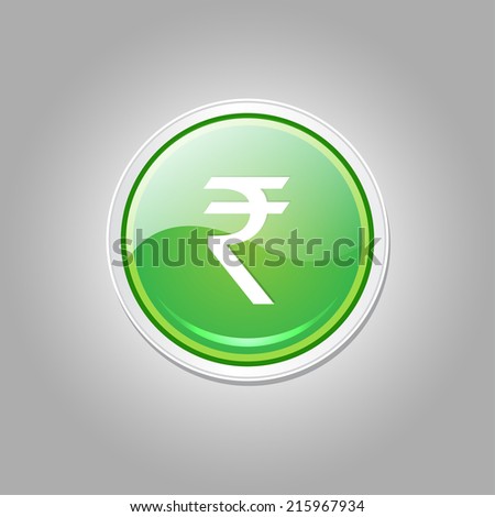 Rupee Currency Sign Circular Vector Green Web Icon Button