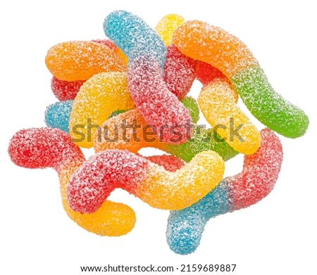 Sour gummy worms isolated on white background Royalty-Free Stock Photo #2159689887